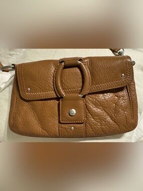 Sigrid Olsen Brown Leather Crossbody Bag with metal tone ring Detail